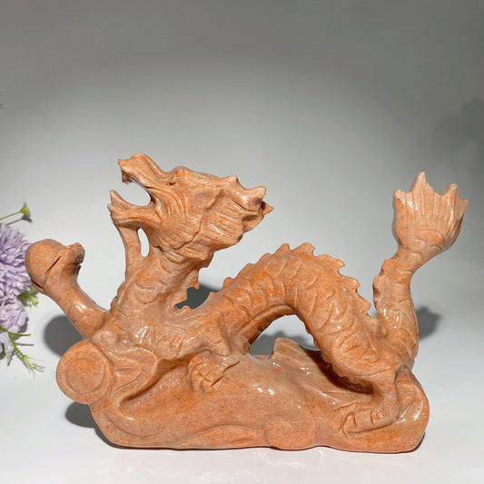 11" Large Sunstone Dragon Carvings Crystal Healing Bulk Wholesale