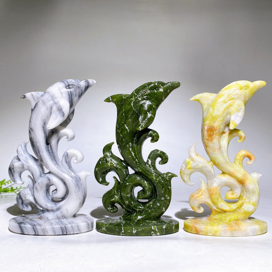 5.5" Natural Crystal Dolphin Carving Wholesale New Arrival