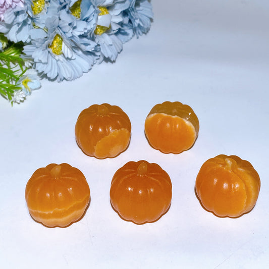 1.4" Orange Calcite Pumpkin Vegetable Carving Crystal Healing Bulk Wholesale