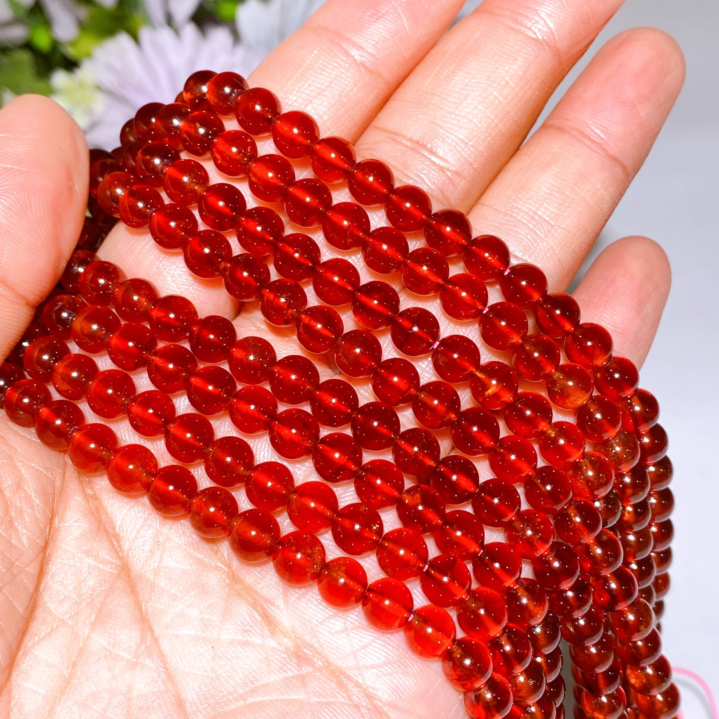 6mm Natural Hessonite Garnet Beads String Crystal Healing Bulk Wholesale