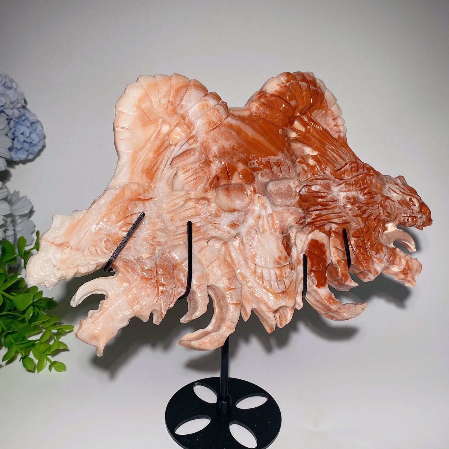 27cm Jade Goat Skull with Dragon Carvings Crystal Healing Bulk Wholesale