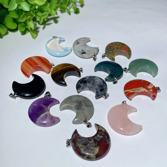 1.2" Mixed Crystal Moon Star Pendant Crystal Healing Bulk Wholesale