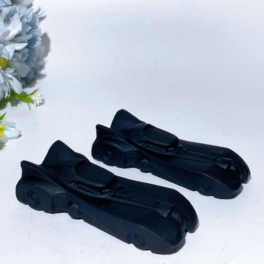 10cm Black Obsidian Race Car Carving Crystal Healing Bulk Wholesale