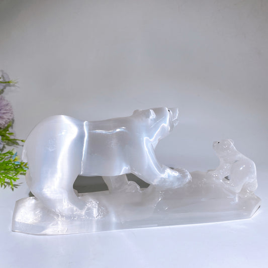 27cm Selenite Bears Carving Crystal Healing Bulk Wholesale