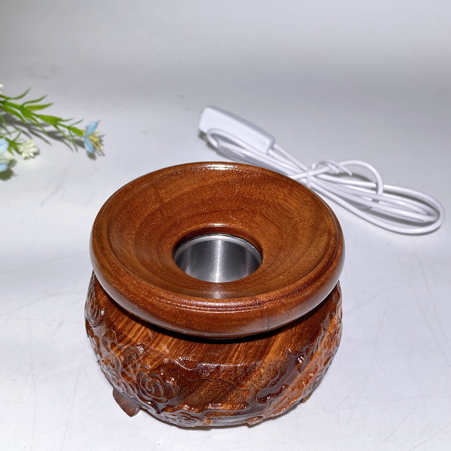 7-9cm Wooden Lamp Rotatable Stand with USB Crystal Healing Bulk Wholesale