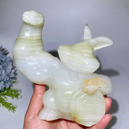 14cm Afghan Jade Bugs bunny Carving Crystal Healing Bulk Wholesale