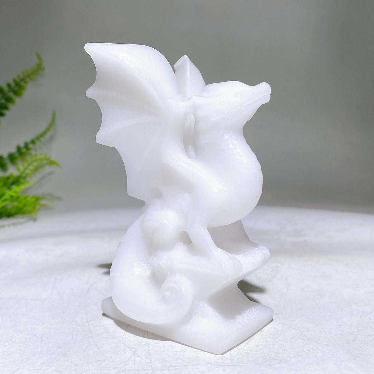 4.0" Black Obsidian White Jade Dragon Carving Wholesale