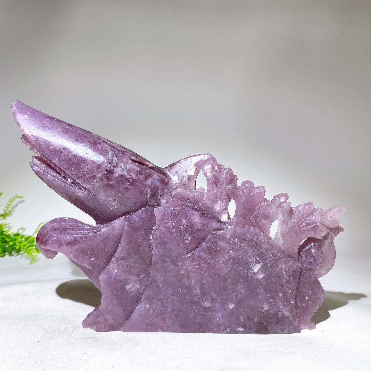 23cm Large Unique Purple Mica Shark Carving Wholesale