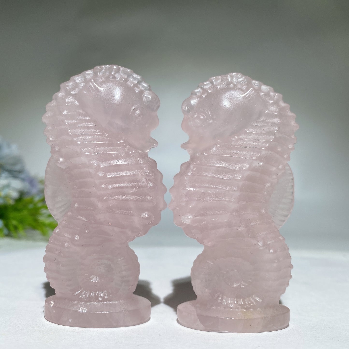 3.2" Rose Quartz Hippocampus Carving Valentine's Day Gift Crystal Healing Bulk Wholesale