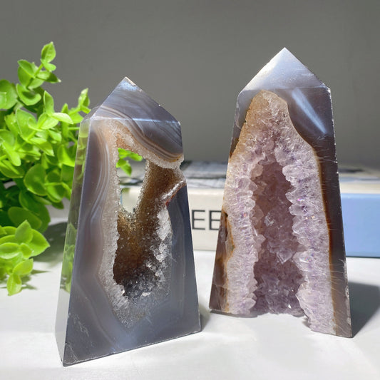 3.0"-8.0" Druzy Agate Amethyst Tower Crystal Healing Bulk Wholesale