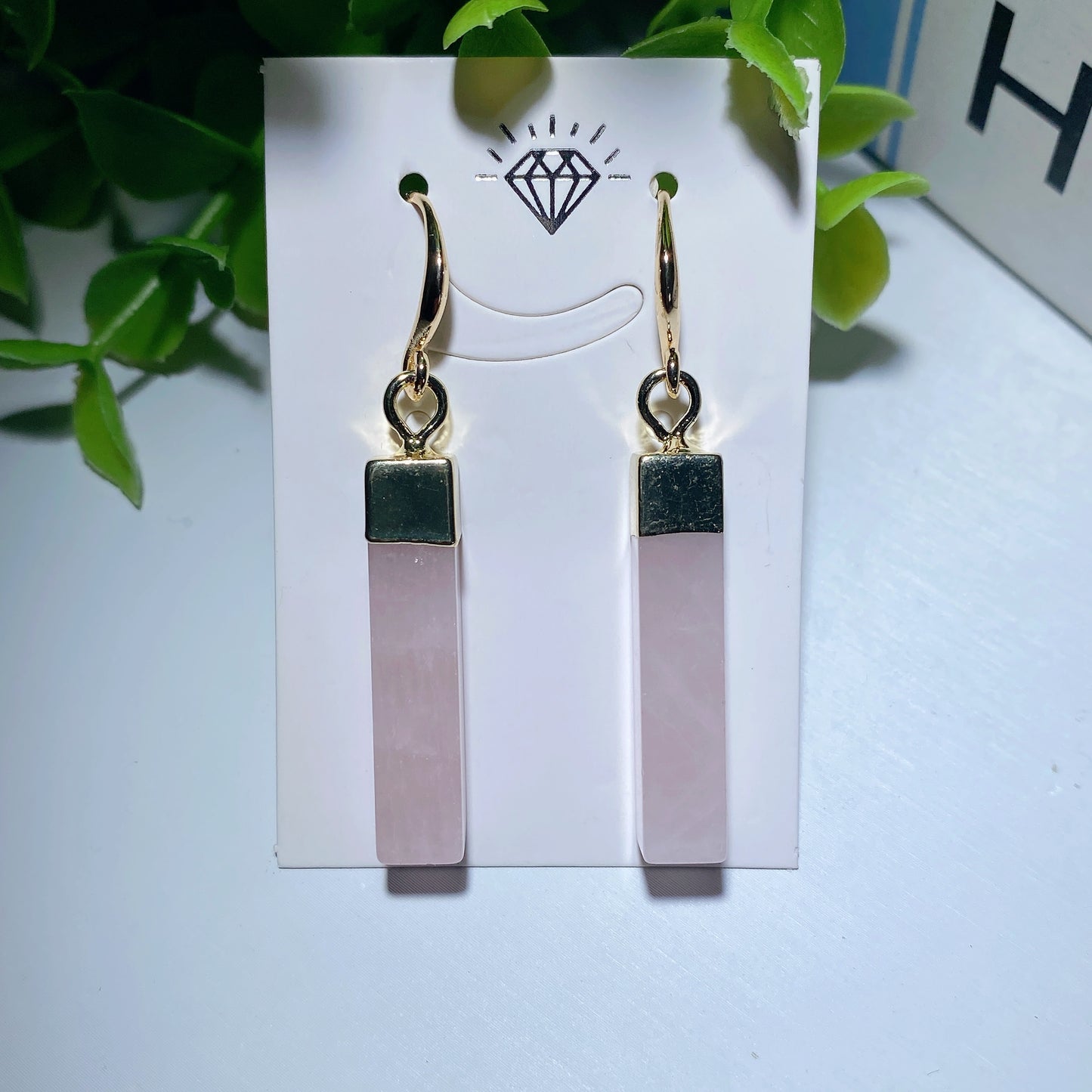 Rose Quartz Strip Earrings Crystal Healing Bulk Wholesale