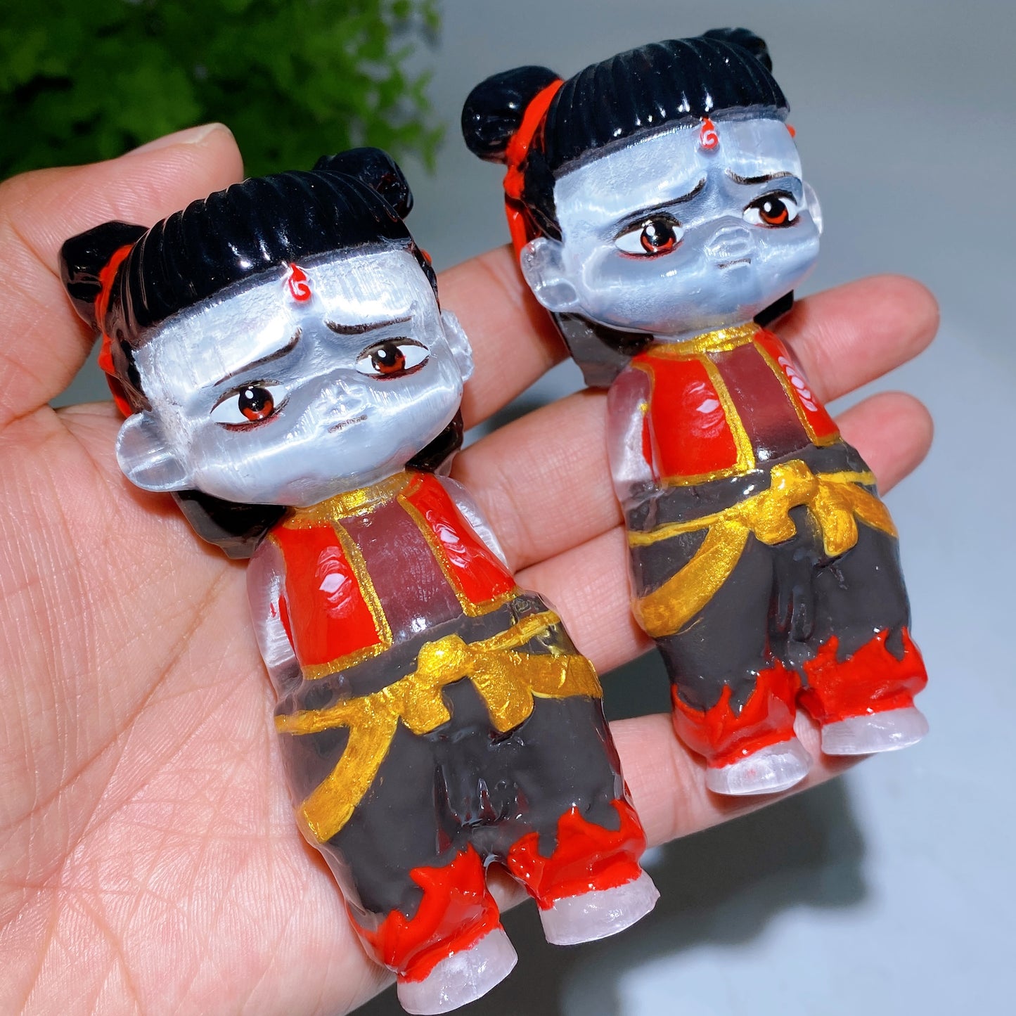 4.0" Selenite Nezha with Printing Crystal Healing Bulk Wholesale