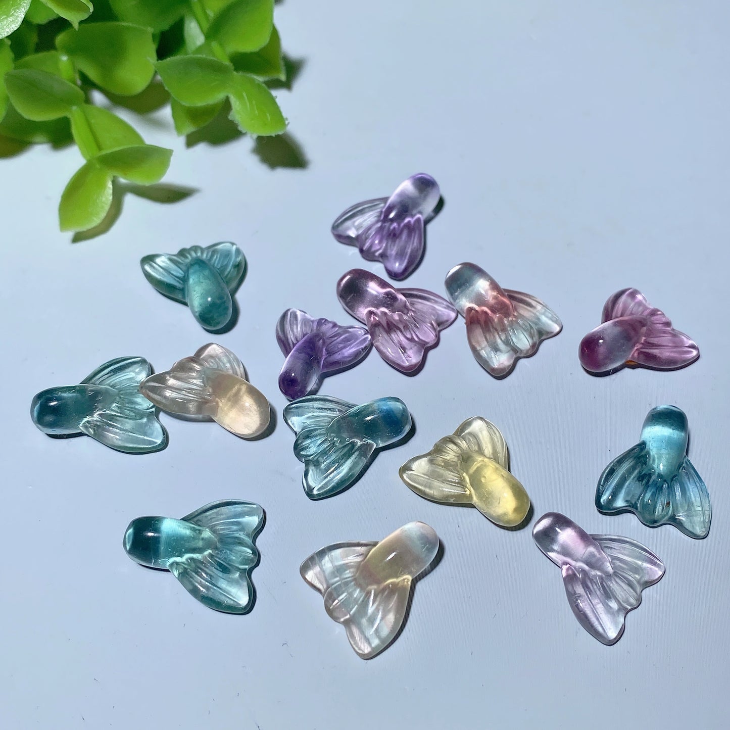 Mini Fluorite Fish Tail Carvings for Jewelry DIY Crystal Healing Bulk Wholesale