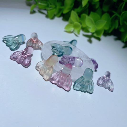 Mini Fluorite Fish Tail Carvings for Jewelry DIY Crystal Healing Bulk Wholesale