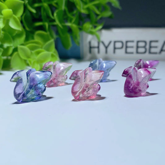 Mini Fluorite Swan Carvings for Jewelry DIY Crystal Healing Bulk Wholesale