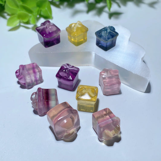 Mini Fluorite Gift-box Carvings for Jewelry DIY Crystal Healing Bulk Wholesale
