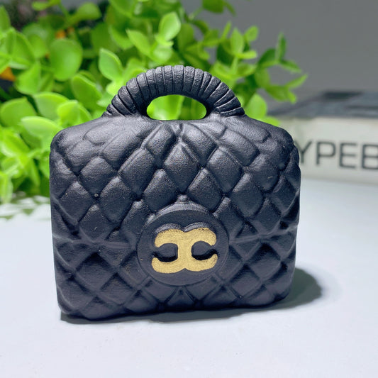 2.4" Black Obsidian Handbag Carvings Crystal Healing Bulk Wholesale