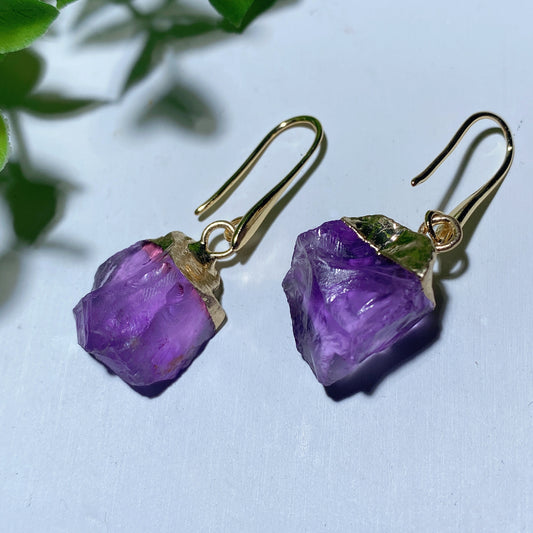 Amethyst Raw Stone Earrings Crystal Healing Bulk Wholesale
