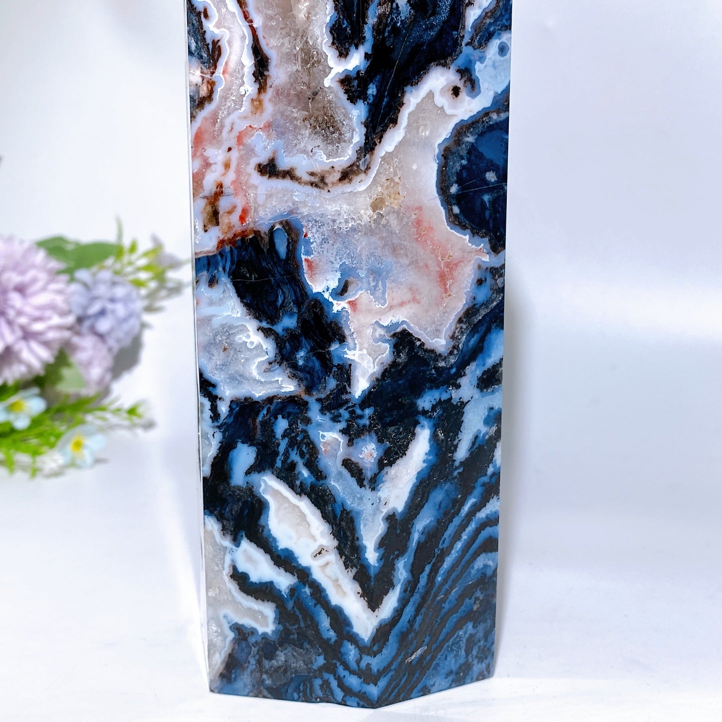 32cm Large Unique Druzy Black Banded Agate In Quartz Tower Crystal Healing Bulk Wholesale