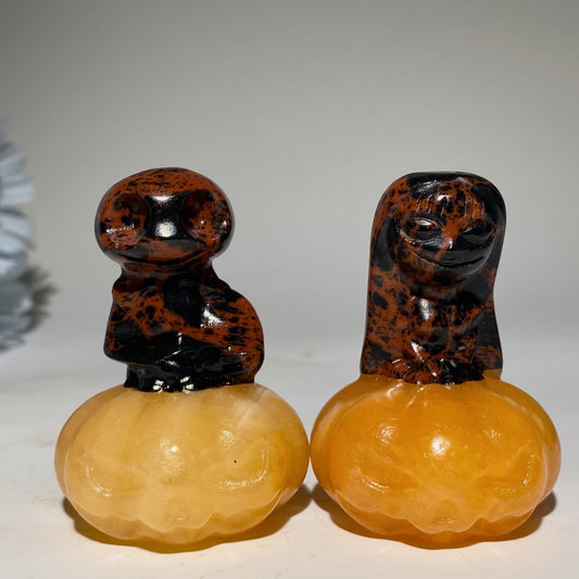 2.3" Jack Skellington Sally with Pumpkin Carvings of The Night Mare Before Christmas Crystal Healing Bulk Wholesale