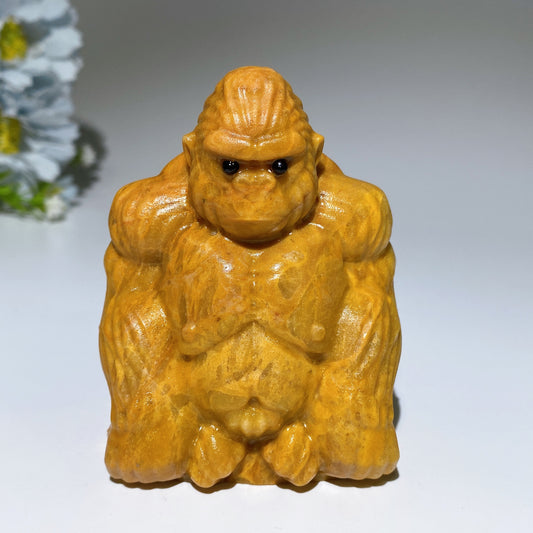 3.2" Serpentine Yellow Jade Gorilla Carving Crystal Healing Bulk Wholesale