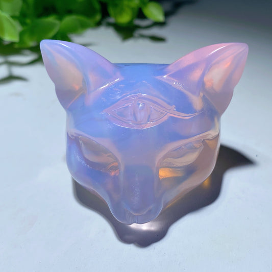 1.8" Mixed Crystal Cat Head Carvings Crystal Healing Bulk Wholesale