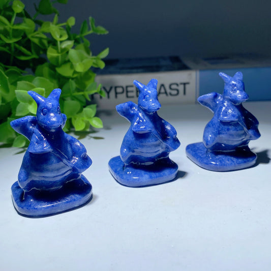 2.0" Blue Aventurine Pokemon Flying Charmander Carvings Crystal Healing Bulk Wholesale