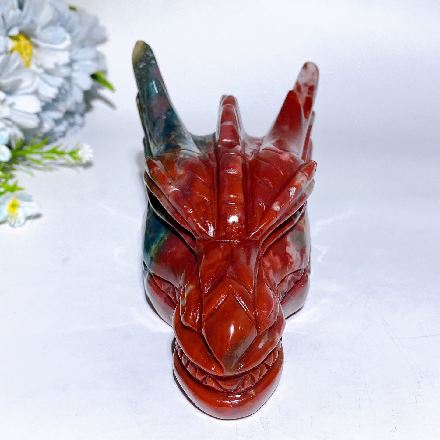6.2" Ocean Jasper Dragon Head Carving Crystal Healing Bulk Wholesale
