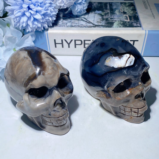 3.4" Volcanno Agate Skull Carvings Crystal Healing Bulk Wholesale