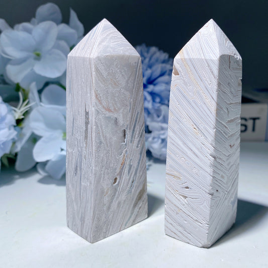 1.5"-4.0" White Lace Agate Point Crystal Healing Bulk Wholesale