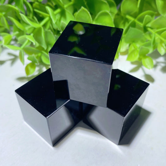 1.1" Black Obsidian Cube Crystal Healing Bulk Wholesale