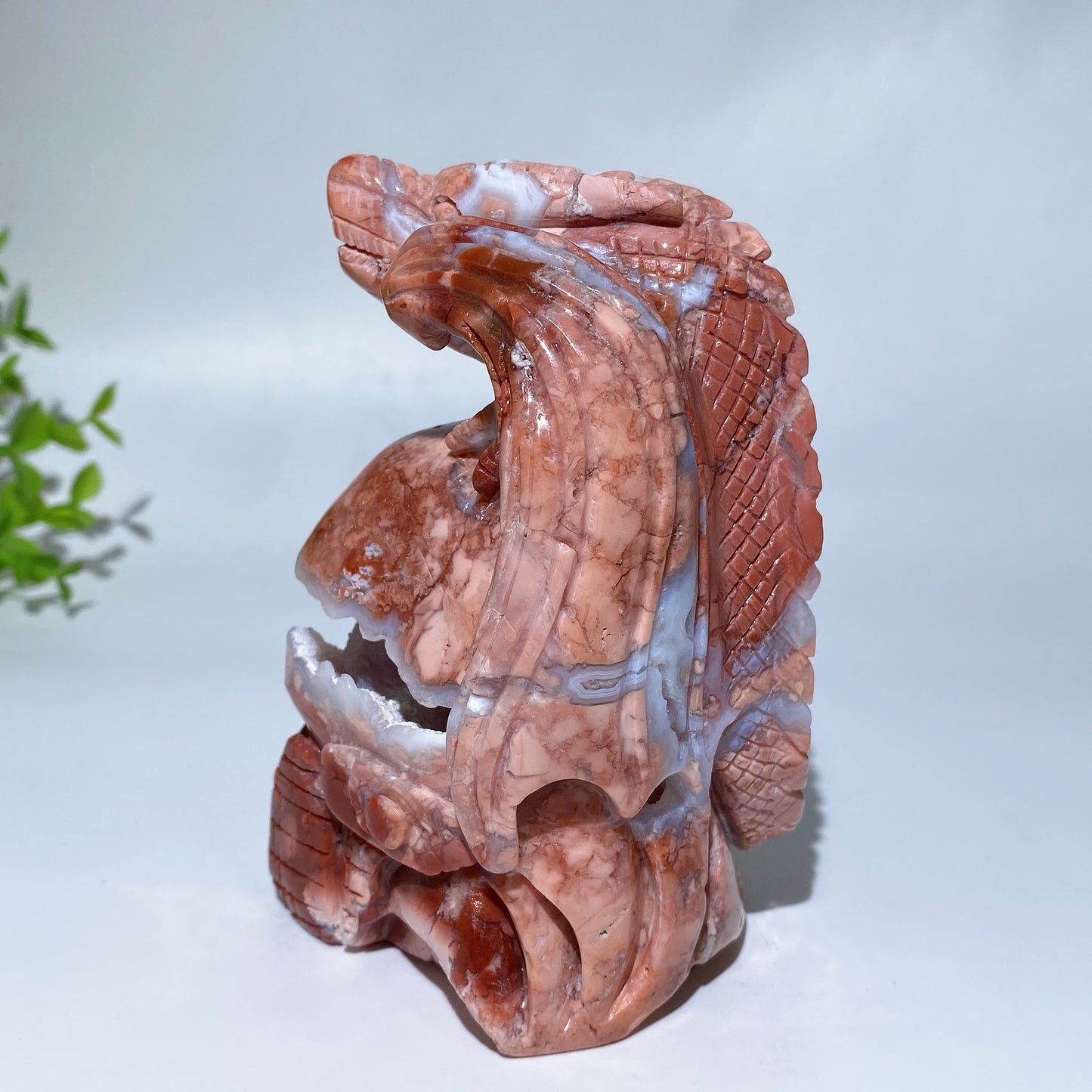 4.7" Unique Druzy Cotton Candy Agate Dragon Carving Crystal Healing Bulk Wholesale