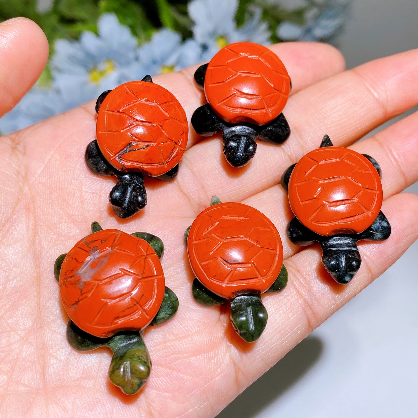 Mini Serpentine Turtle with Crystal Shell Carving Crystal Healing Bulk Wholesale