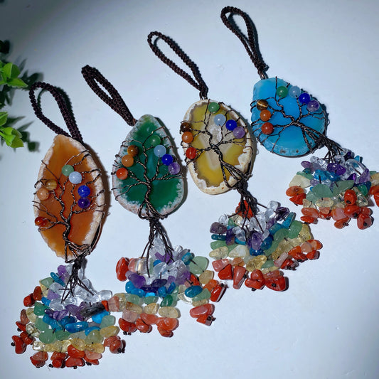 6.5" Colorful Agate Car Hanging Ornament Crystal Healing Bulk Wholesale
