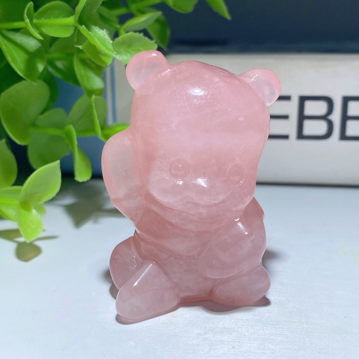 1.85" Orange Calcite Rose Quartz Cartoon Bear Character Crystal Healing Bulk Wholesale