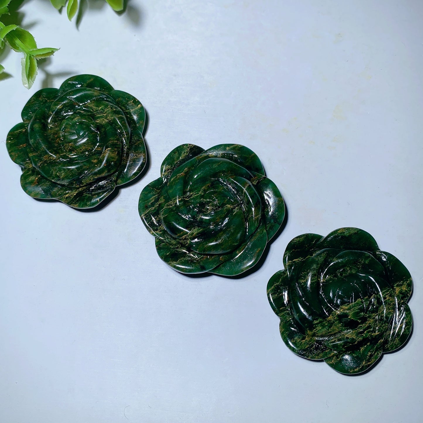 1.95" Emerald Rose Flower Carvings Crystal Healing Bulk Wholesale