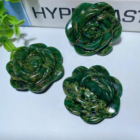 1.95" Emerald Rose Flower Carvings Crystal Healing Bulk Wholesale