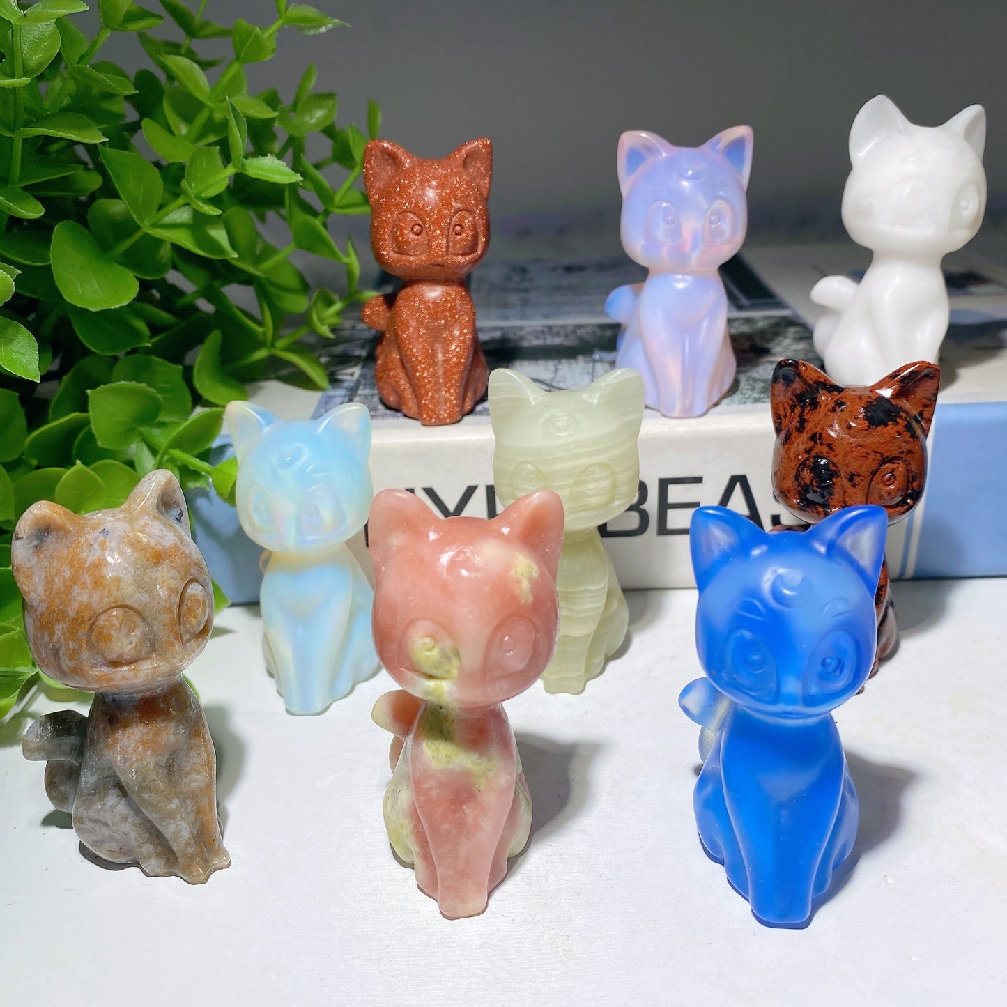 2.2" Mixed Crystal Cat Carvings Crystal Healing Bulk Wholesale