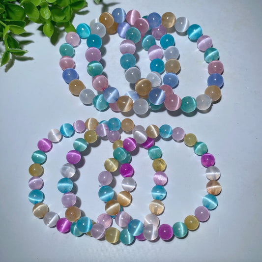8mm 10.5mm Colorful Selenite Bracelet Crystal Healing Bulk Wholesale