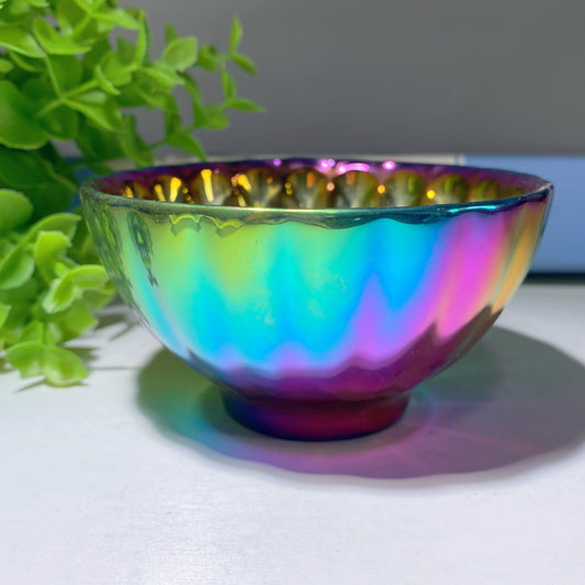 3.7" Aura Dark Rainbow Ceramic Bowl Crystal Healing Bulk Wholesale