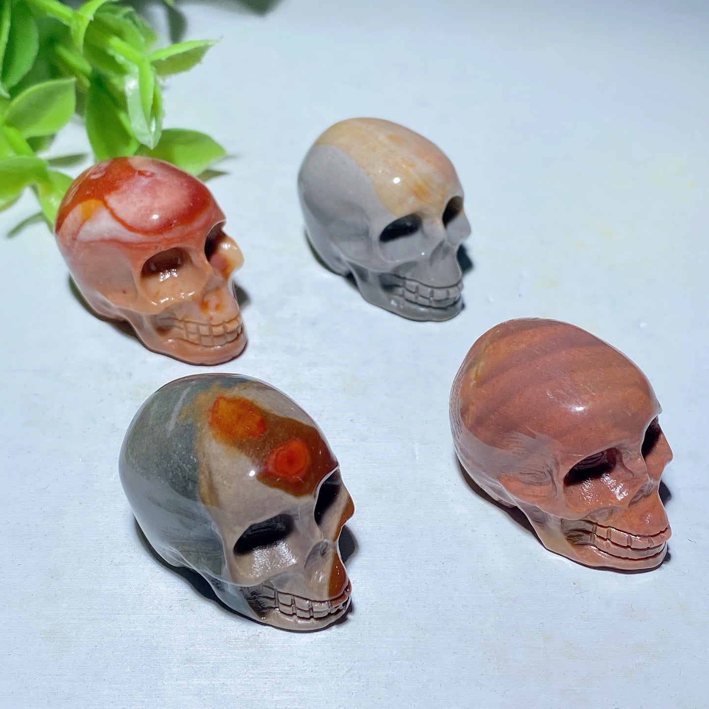 1.15" Mini Polychrome Skull Carvings Crystal Healing Bulk Wholesale