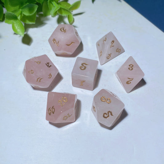 Rose Quartz Polyheadral Dice Set Crystal Healing Bulk Wholesale
