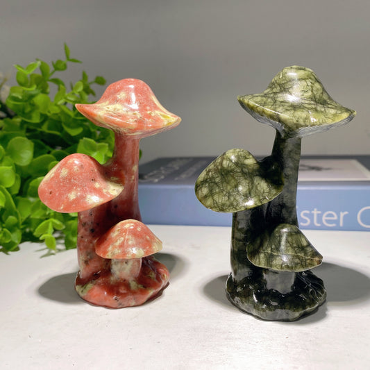 3.9" Jade Serpentine Mushroom Carvings Crystal Healing Bulk Wholesale