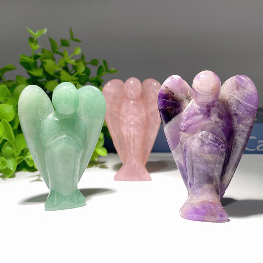 3.0" Mixed Crystal Angel Carvings Crystal Healing Bulk Wholesale