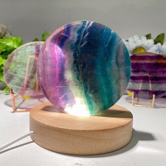 3.5" Fluorite Round Slab Crystal Healing Bulk Wholesale