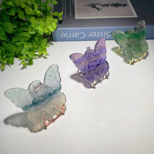 2.7"-3.0" Fluorite Butterfly Carvings Crystal Healing Bulk Wholesale