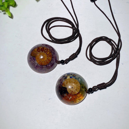 Resin Infused Chips Ammonite Pendant Crystal Healing Bulk Wholesale