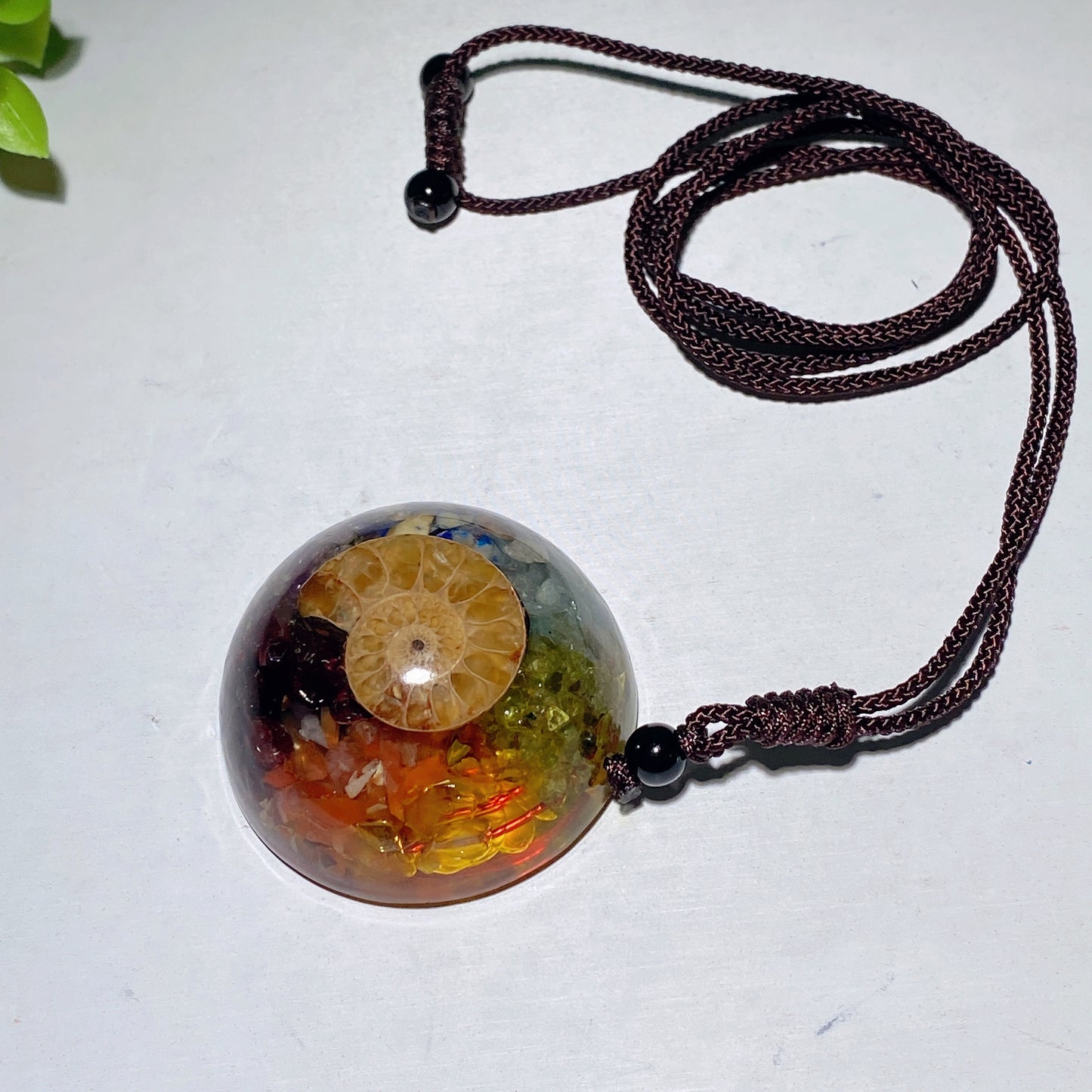 Resin Infused Chips Ammonite Pendant Crystal Healing Bulk Wholesale