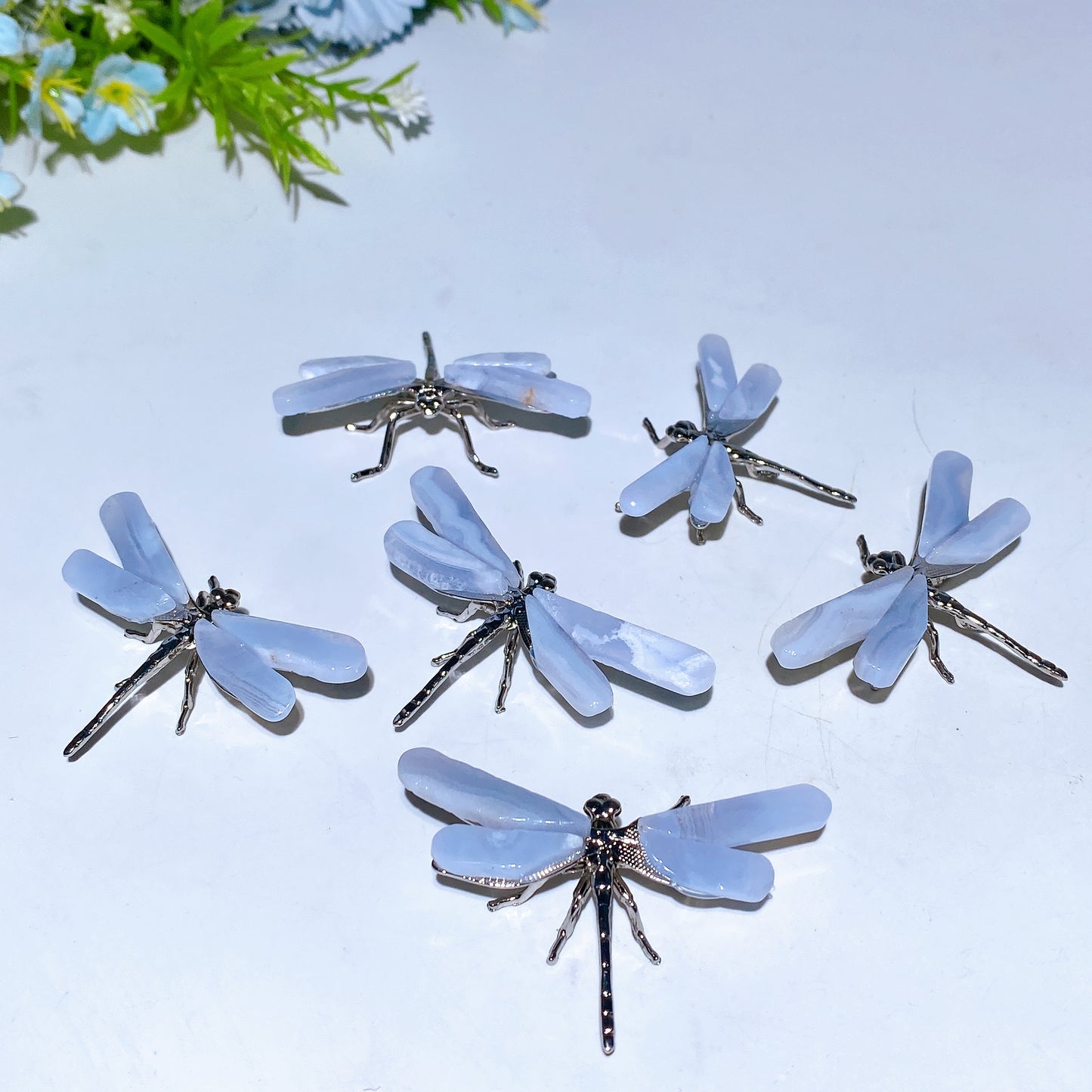 2.1" Blue Lace Agate Dragonfly Crystal Healing Bulk Wholesale