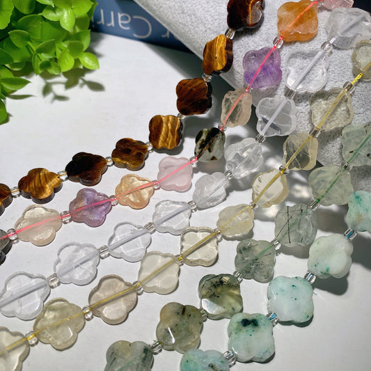 Mixed Crystal Four Leaf Clover Carvings Strands Crystal Healing Bulk Wholesale